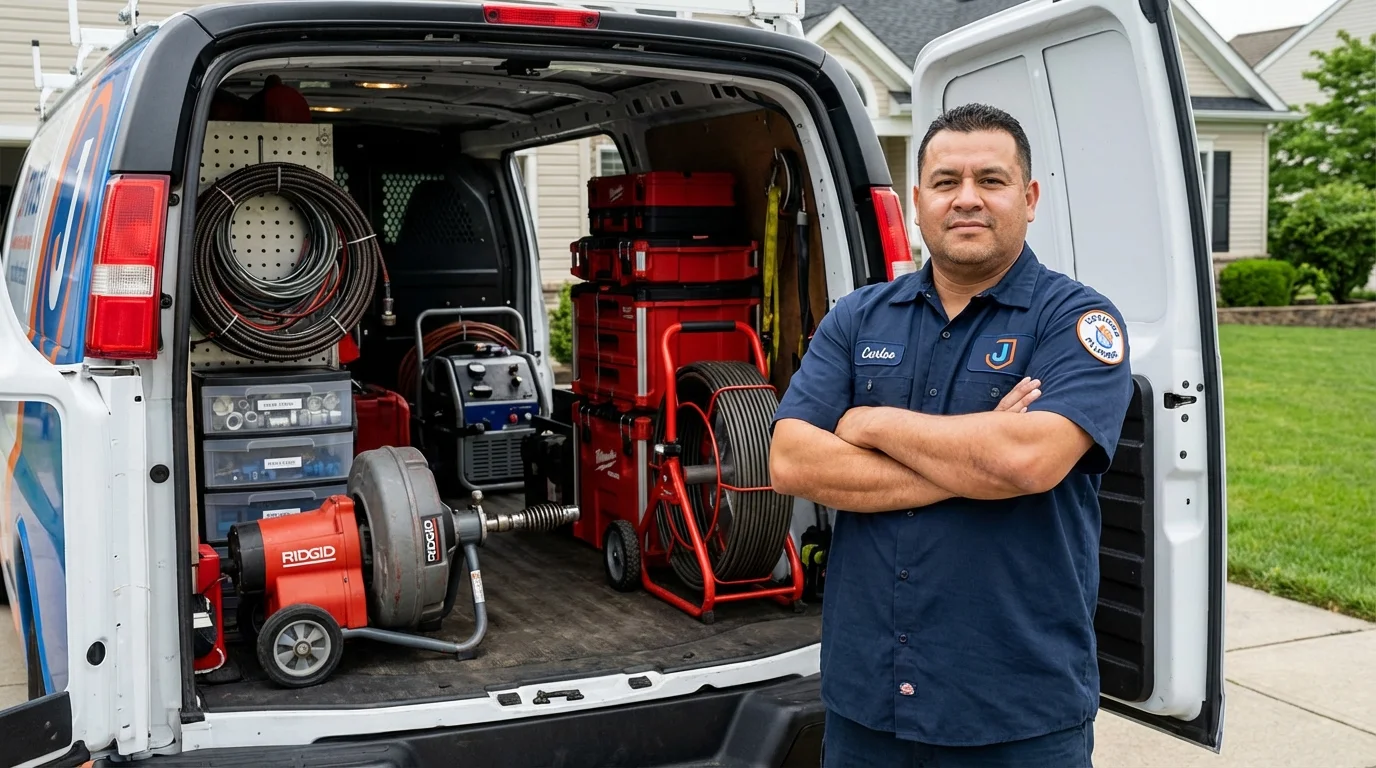 Professional drain cleaning equipment and Johns Plumbing LLC plumber in Gary