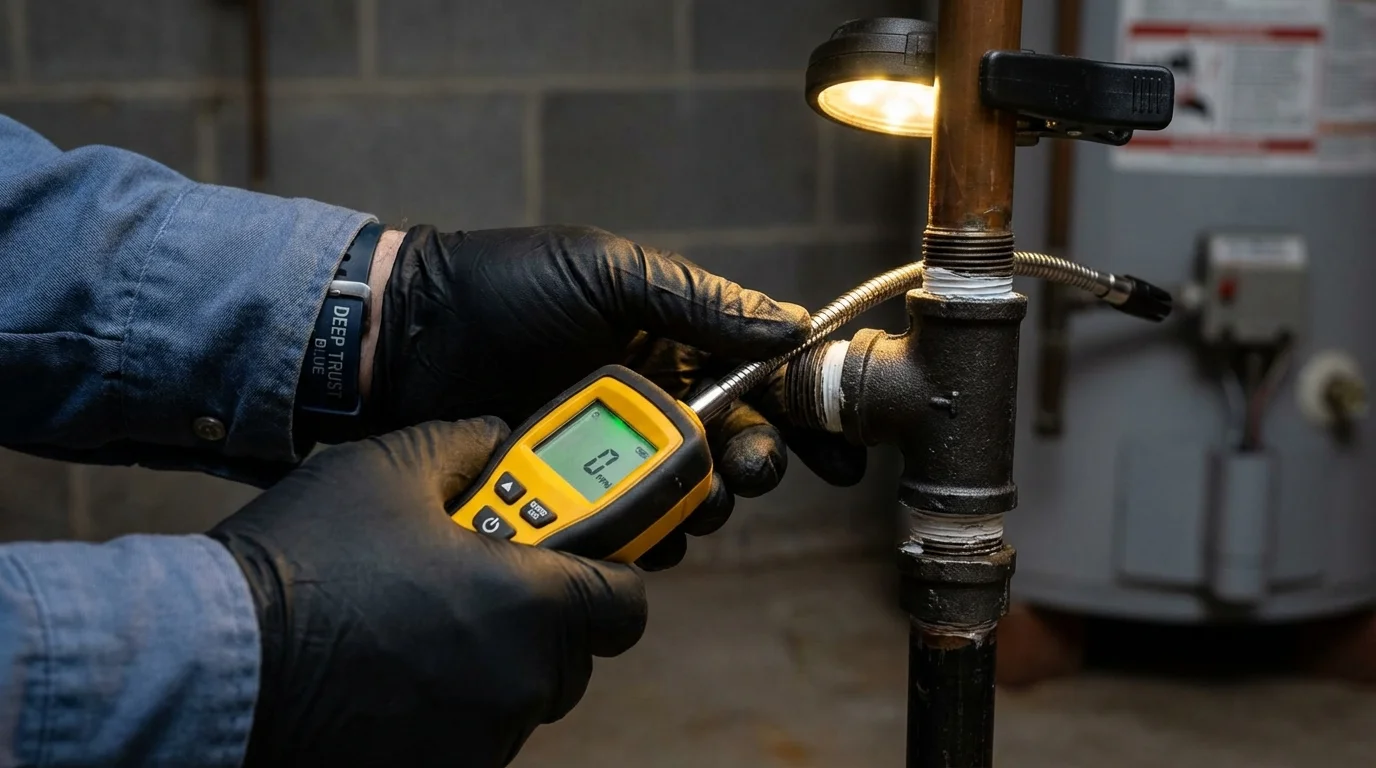 Gas leak detection with electronic sniffer by Johns Plumbing LLC in Gary